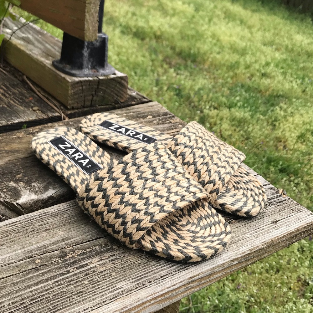 Zara Woven Slide Sandals